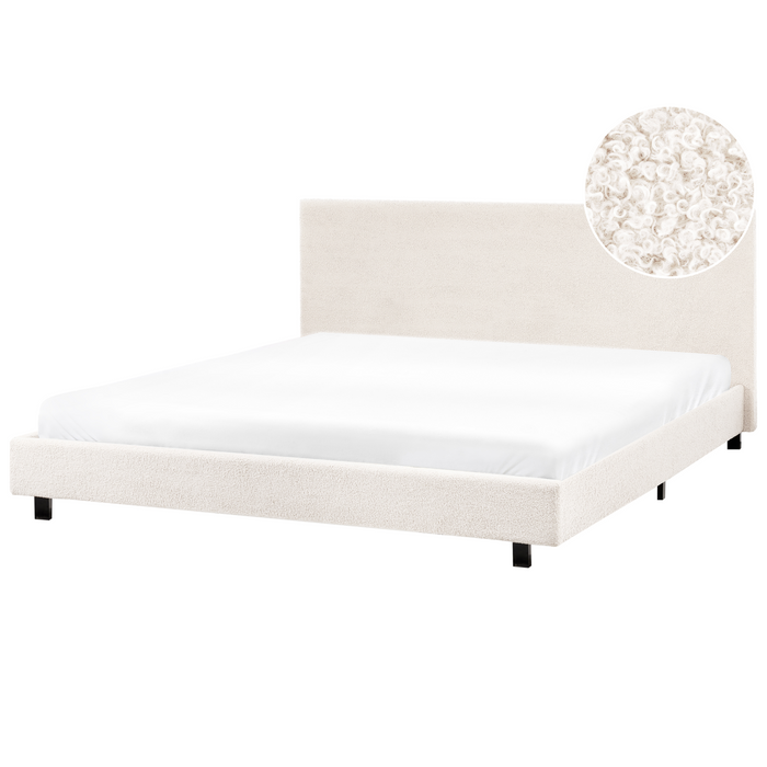 Beliani - ALBI - Tweepersoonsbed - Off-white - 180 x 200 cm - Bouclé