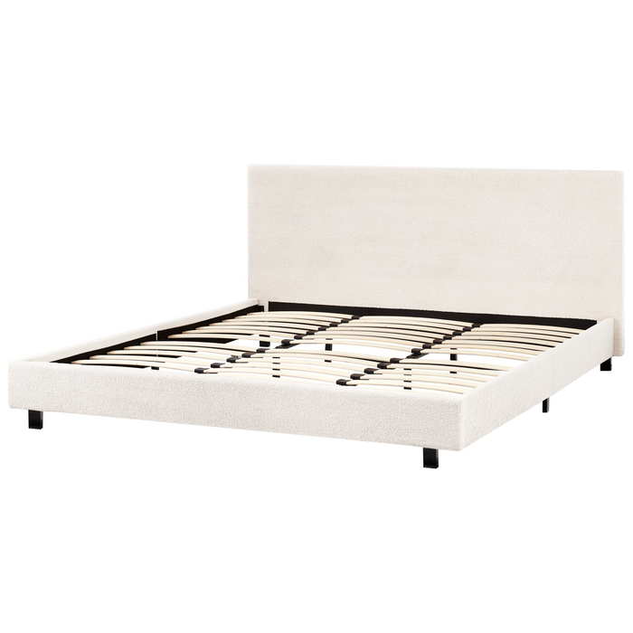 Beliani - ALBI - Tweepersoonsbed - Off-white - 180 x 200 cm - Bouclé