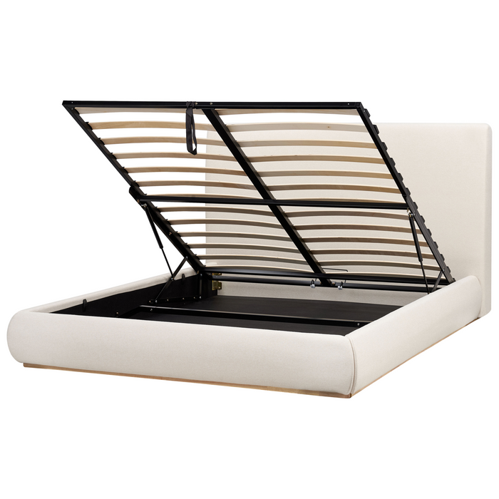 Beliani-CAMPAGNE-Bed met opbergruimte-Beige-160 x 200 cm-Polyester