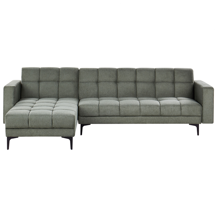 Beliani - ALNES - Slaapbank - Donkergroen - Rechtszijdig - Stof