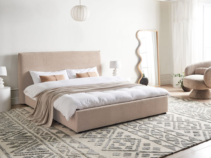 Beliani - LAVAUR - Tweepersoonsbed - Taupe - 160 x 200 cm - Bouclé
