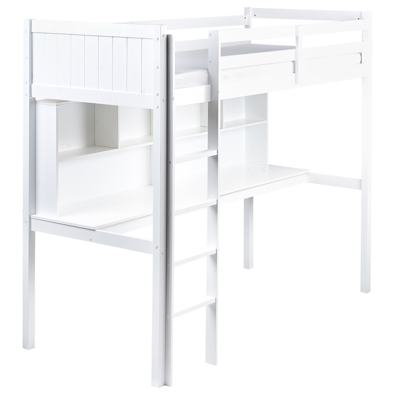 Beliani - FOUCAMONT - Hoogslaper - Wit - 90 x 200 cm - Dennenhout