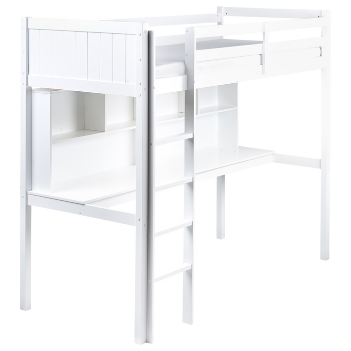 Beliani - FOUCAMONT - Hoogslaper - Wit - 90 x 200 cm - Dennenhout