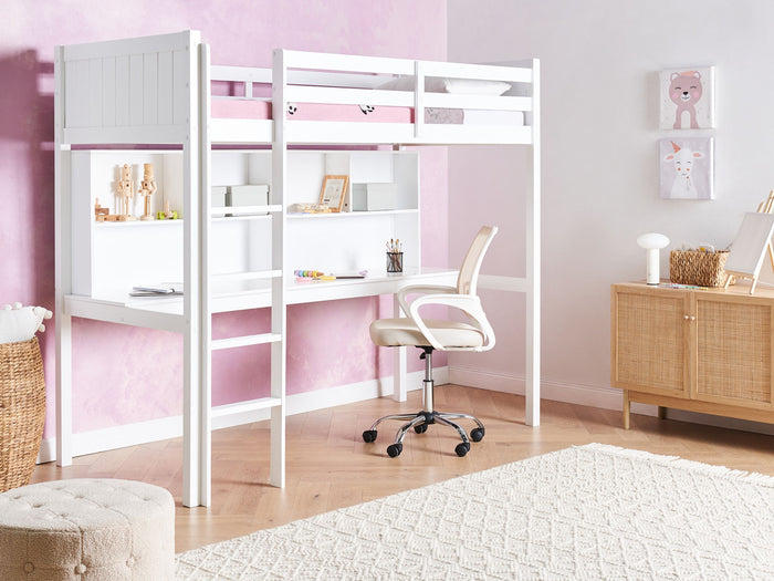 Beliani - FOUCAMONT - Hoogslaper - Wit - 90 x 200 cm - Dennenhout