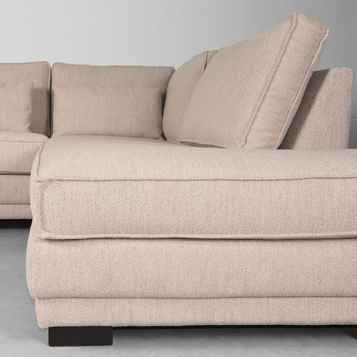 LABEL51 - Hoekbank Novano Rechts - Naturel Boucle - Zwart Hout