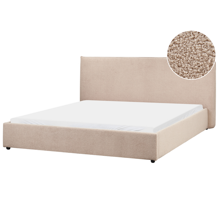 Beliani - LAVAUR - Tweepersoonsbed - Taupe - 180 x 200 cm - Bouclé
