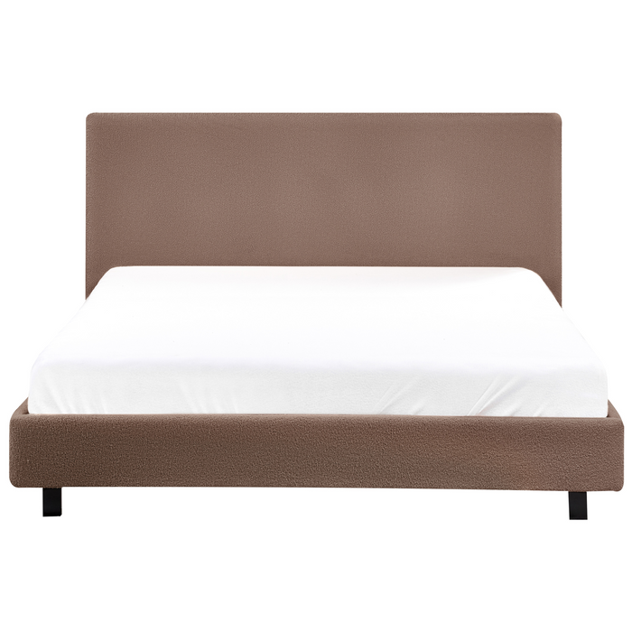 Beliani - ALBI - Tweepersoonsbed - Bruin - 140 x 200 cm - Bouclé