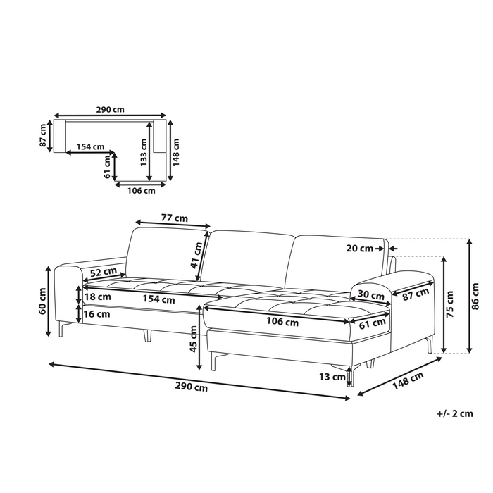 Beliani - KIRUNA - Hoekbank - Donkergroen - Linkszijdig - Fluweel