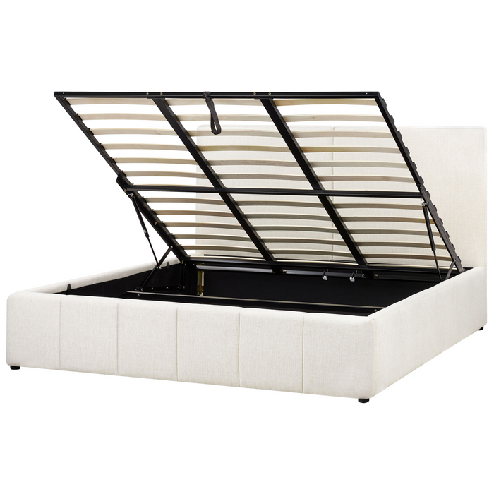 Beliani-CASTELNAVET-Tweepersoonsbed-Wit-180 x 200 cm-Polyester