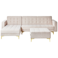 Beliani-ABERDEEN-Hoekslaapbank ottomaan-Beige -Rechtszijdig-Polyester