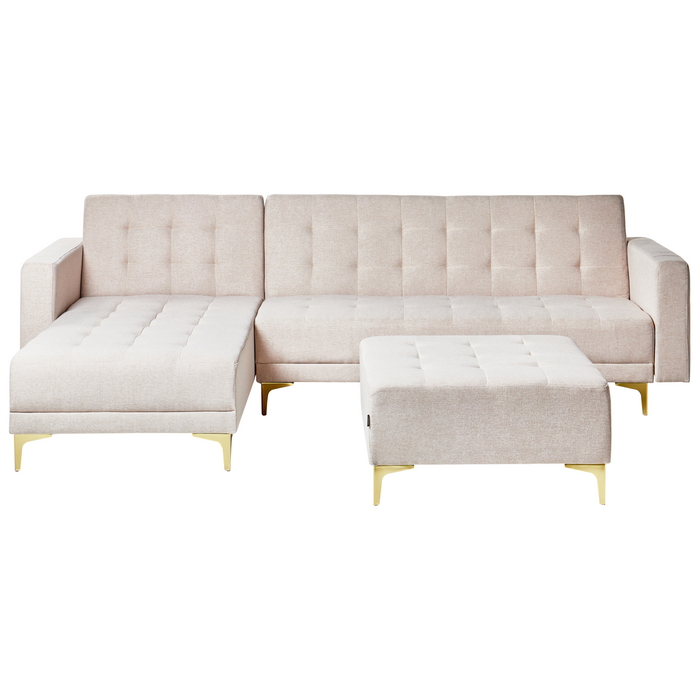 Beliani-ABERDEEN-Hoekslaapbank ottomaan-Beige -Rechtszijdig-Polyester