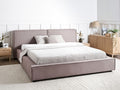 Beliani - LINARDS - Tweepersoonsbed - Lichtbruin - 180 x 200 cm - Stof