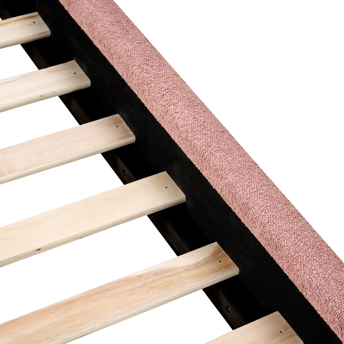 Beliani-VAUCLUSE-Tweepersoonsbed-Pastelroze-180 x 200 cm-Bouclé