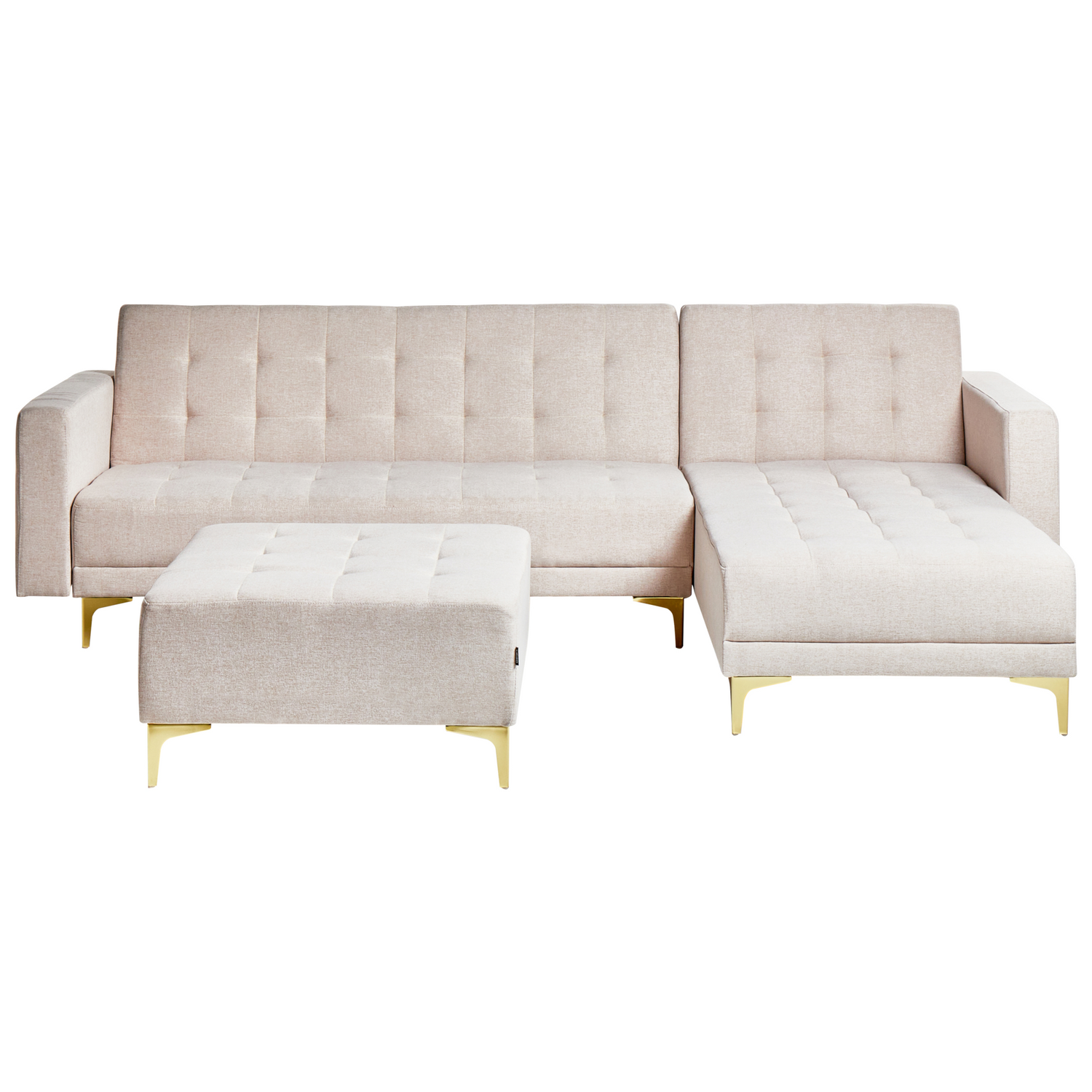 Beliani-ABERDEEN-Hoekslaapbank ottomaan-Beige -Linkszijdig-Polyester