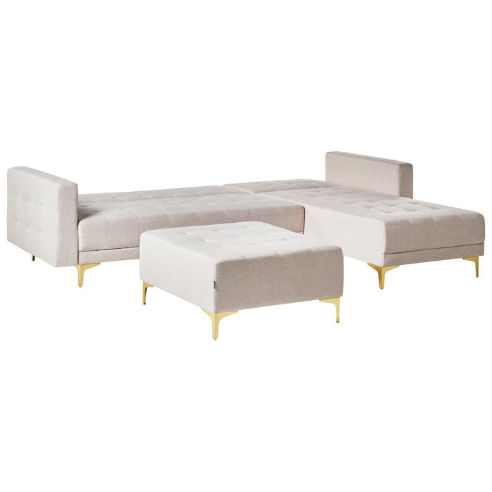 Beliani-ABERDEEN-Hoekslaapbank ottomaan-Beige -Linkszijdig-Polyester