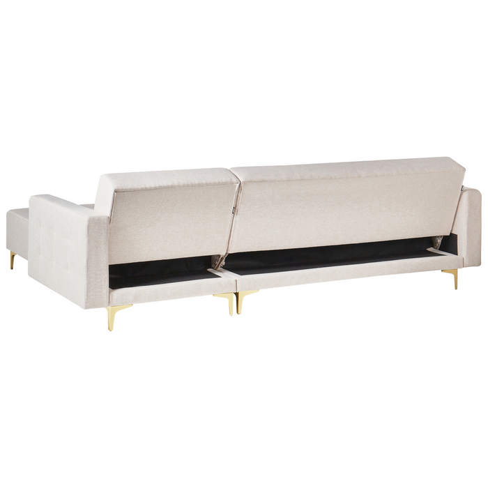 Beliani-ABERDEEN-Hoekslaapbank ottomaan-Beige -Linkszijdig-Polyester