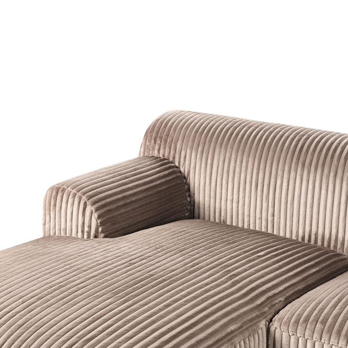 Beliani-STENUM-Hoekbank 3-zits-Lichtbruin-Rechtszijdig-Corduroy