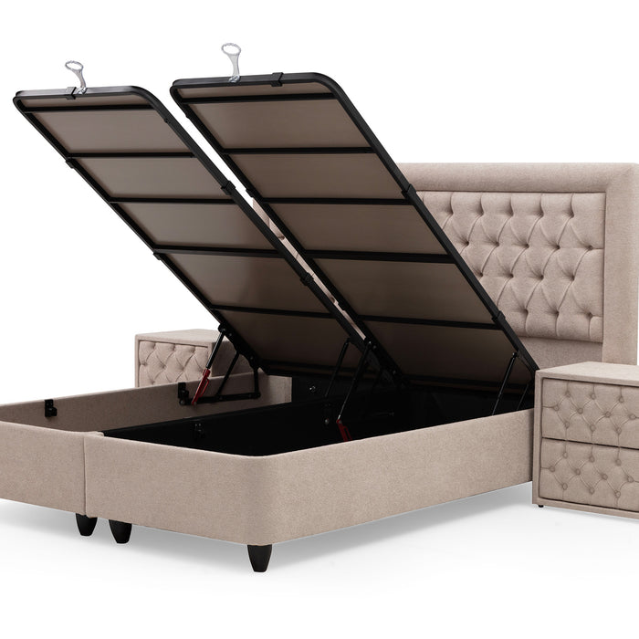 SKYBEDD ® Oxybedd Boxspring met Opbergruimte en Matras