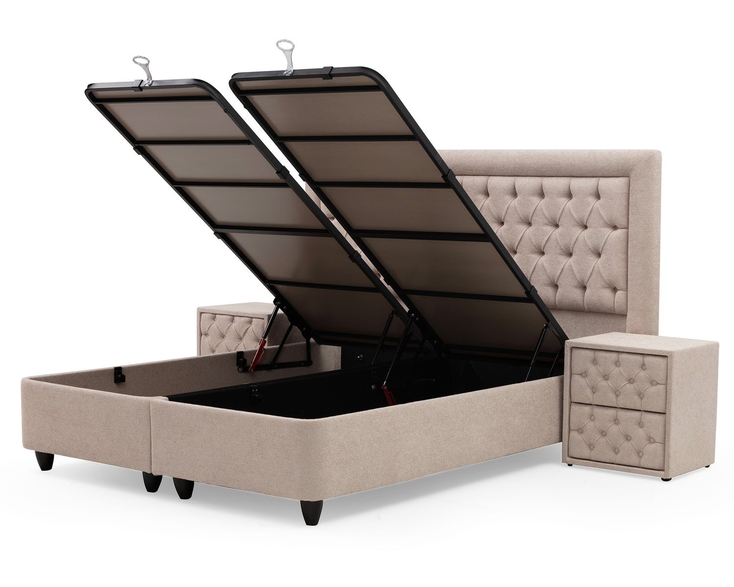 SKYBEDD ® Oxybedd Boxspring met Opbergruimte en Matras