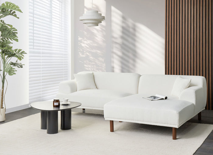 Beliani - HOLT - Hoekbank - Wit - Linkszijdig - Bouclé