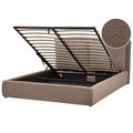Beliani-BAJONNA-Bed met opbergruimte-Bruin-160 x 200 cm-Bouclé