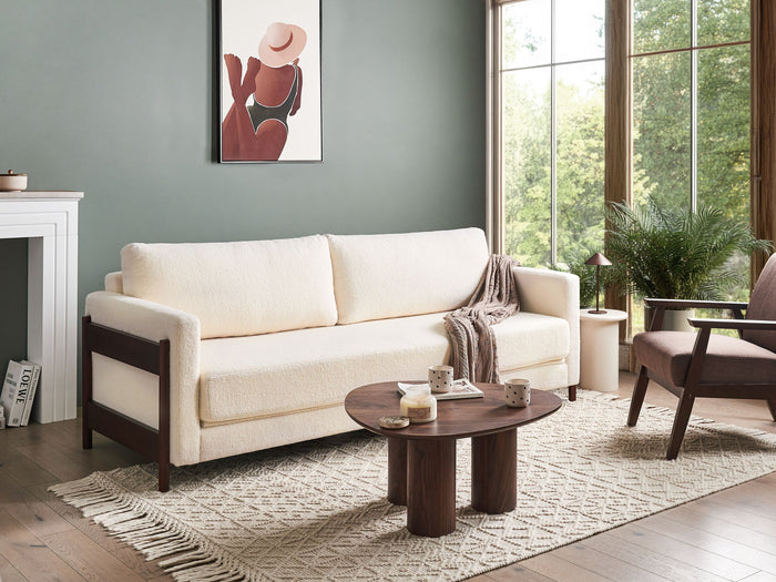 Beliani - ORSA - Slaapbank - Wit - Bouclé