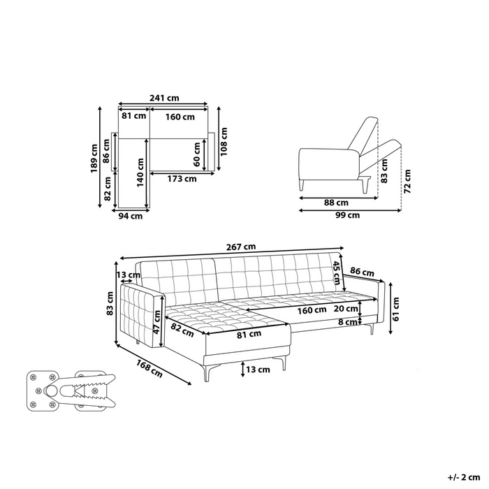 Beliani - ABERDEEN - Hoekbank - Pastelroze - Rechterzijde - Fluweel