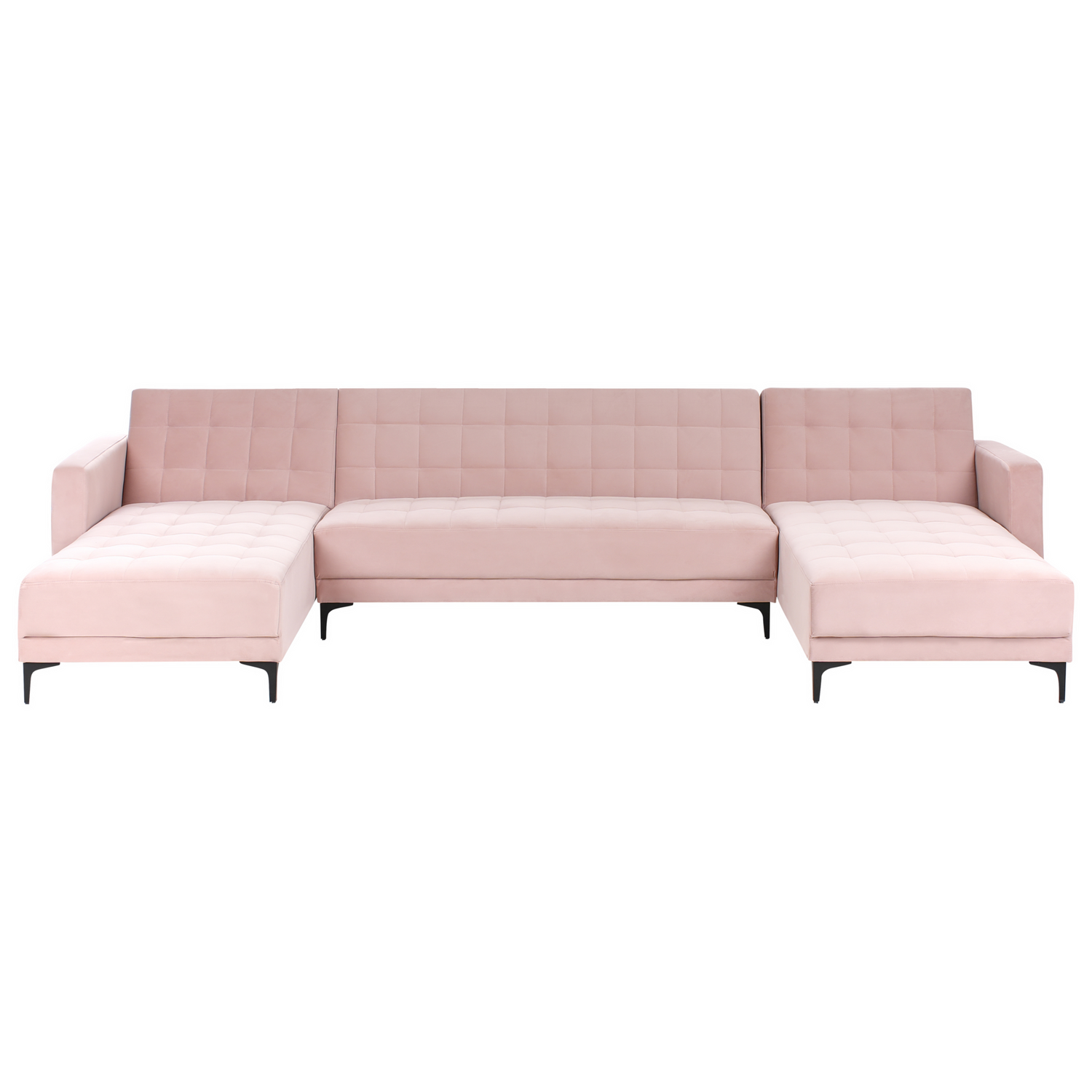 Beliani - ABERDEEN - U-vorm bank - Pastelroze - Fluweel