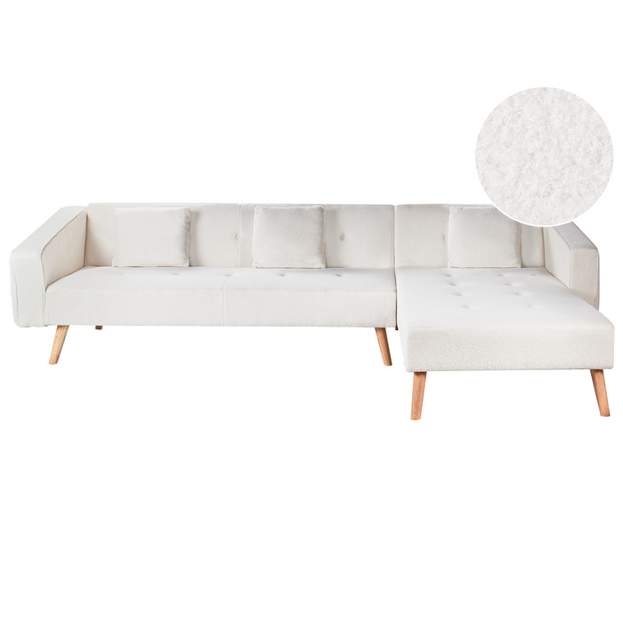 Beliani - VADSO - Hoekslaapbank - Gebroken wit - Linkszijdig - Bouclé