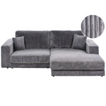 Beliani-LOFOTEN-Hoekbank 3-zits-Donkergrijs-Linkszijdig-Corduroy
