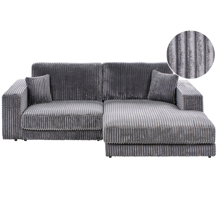 Beliani-LOFOTEN-Hoekbank 3-zits-Donkergrijs-Linkszijdig-Corduroy