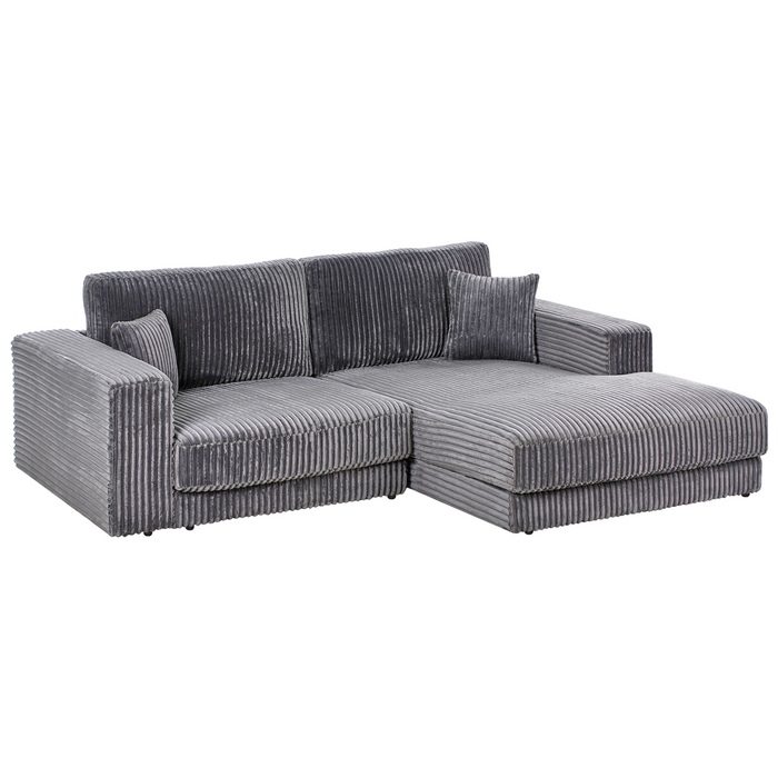 Beliani-LOFOTEN-Hoekbank 3-zits-Donkergrijs-Linkszijdig-Corduroy