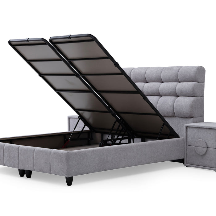 SKYBEDD ® Biobedd Boxspring met Opbergruimte en Matras en Matras