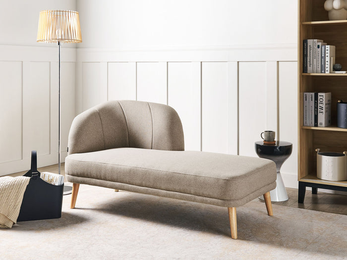 Beliani-TANLAY-Chaise longue-Lichtbruin-Linkszijdig-Polyester