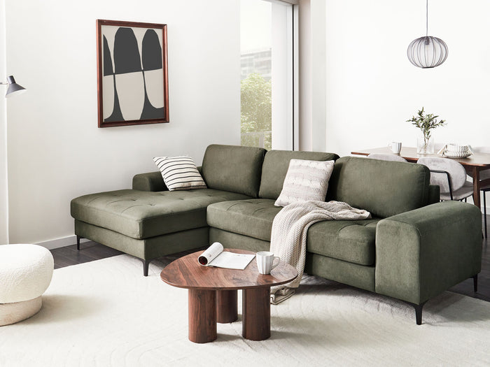 Beliani - KIRUNA - Hoekbank - Donkergroen - Rechterzijde - Fluweel