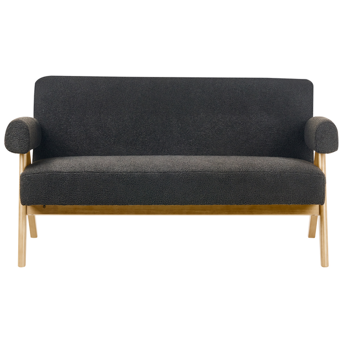 Beliani - TAMRE - Tweezitsbank - Zwart|Lichtbruin - Bouclé