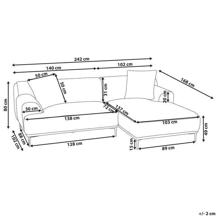 Beliani - STENUM - Hoekbank 3-zits - Bruin - Linkszijdig - Corduroy