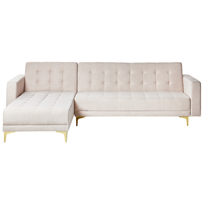 Beliani - ABERDEEN - Hoekslaapbank - Beige - Rechtszijdig - Polyester