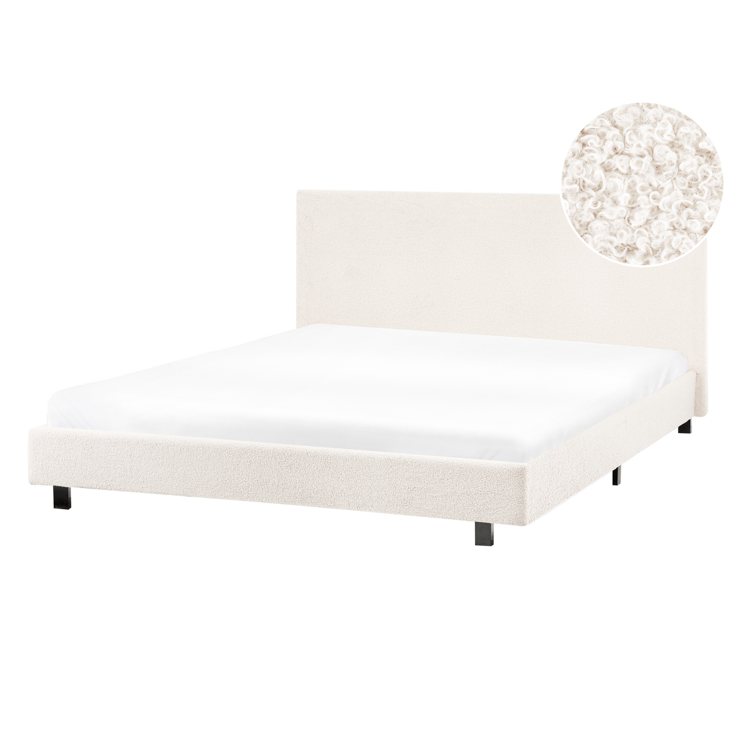 Beliani - ALBI - Tweepersoonsbed - Off-white - 140 x 200 cm - Bouclé