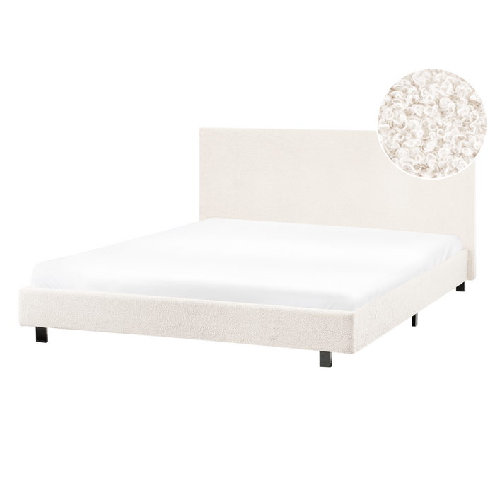 Beliani - ALBI - Tweepersoonsbed - Off-white - 140 x 200 cm - Bouclé