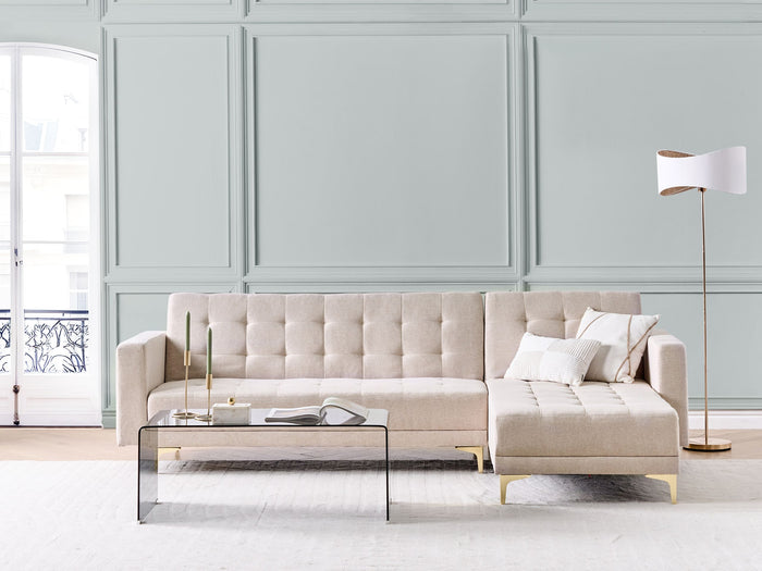 Beliani - ABERDEEN - Hoekslaapbank - Beige - Linkszijdig - Polyester