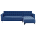 Beliani - ABERDEEN - Hoekbank - Blauw - Linkszijdig - Fluweel
