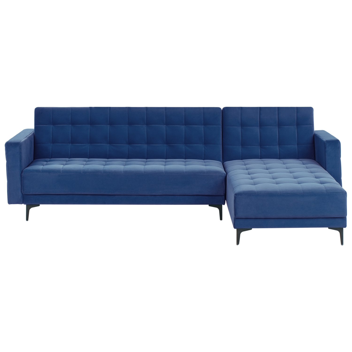 Beliani - ABERDEEN - Hoekbank - Blauw - Linkszijdig - Fluweel