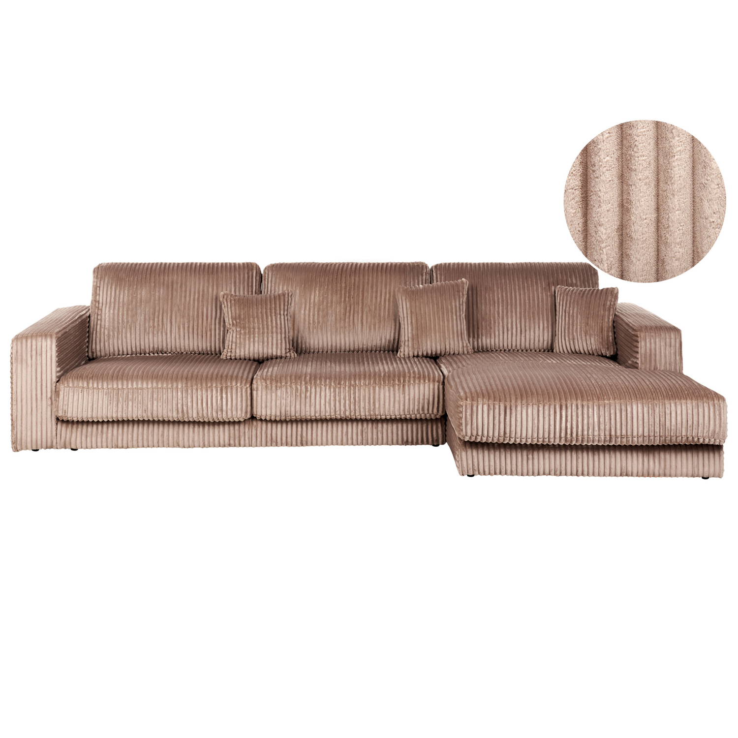 Beliani-LOFOTEN-Hoekbank 4-zits-Lichtbruin-Linkszijdig-Corduroy