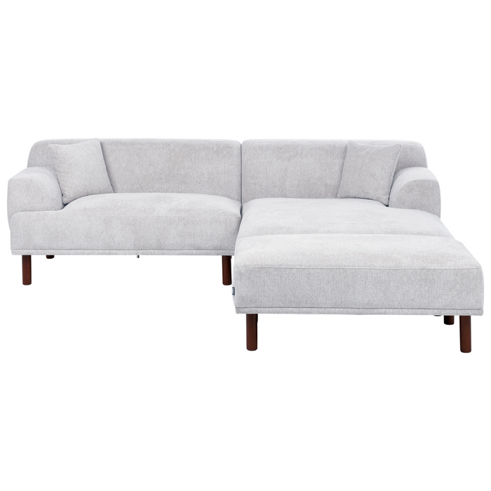 Beliani-HOLT-Hoekbank met ottomaan-Lichtgrijs-Linkszijdig-Polyester