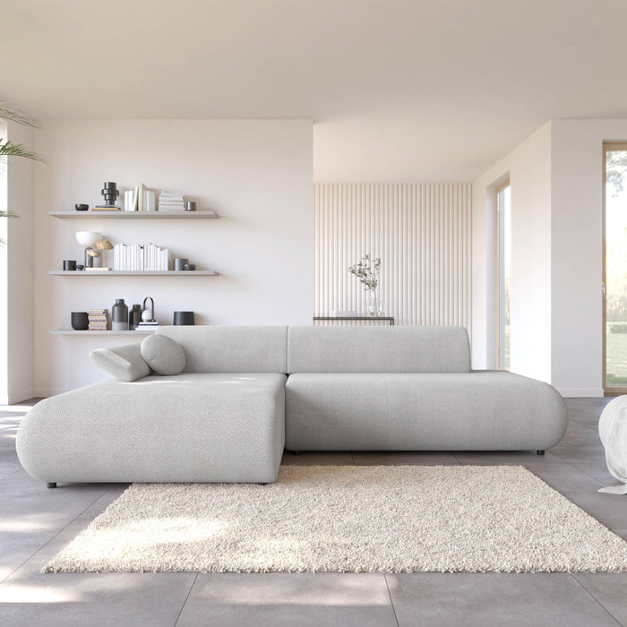 by fonQ Wisp Hoekbank met Chaise Longue Links met Slaapfunctie - Chenille - Grijs