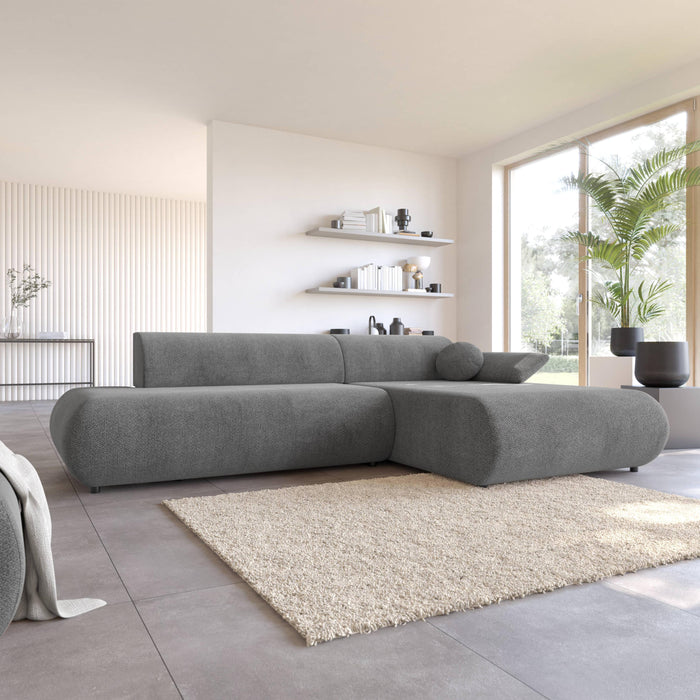by fonQ Wisp Hoekbank met Chaise Longue Rechts met Slaapfunctie - Chenille - Antraciet