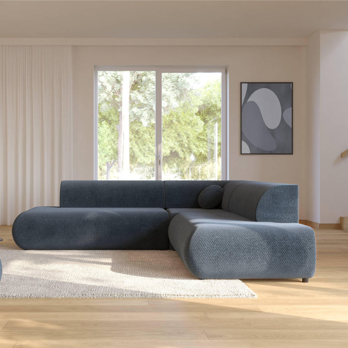 by fonQ Wisp Hoekbank Links/Rechts met Slaapfunctie - Chenille - Marineblauw