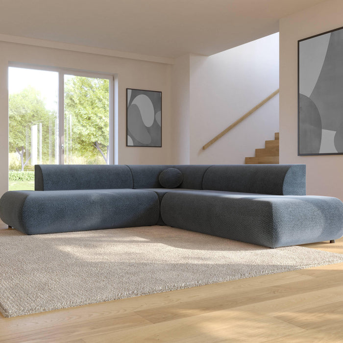 by fonQ Wisp Hoekbank Links/Rechts met Slaapfunctie - Chenille - Marineblauw