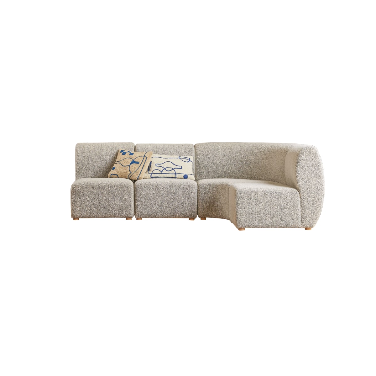 Tikamoon - Modulaire 4-zitshoekbank van massief acacia en grijze stof